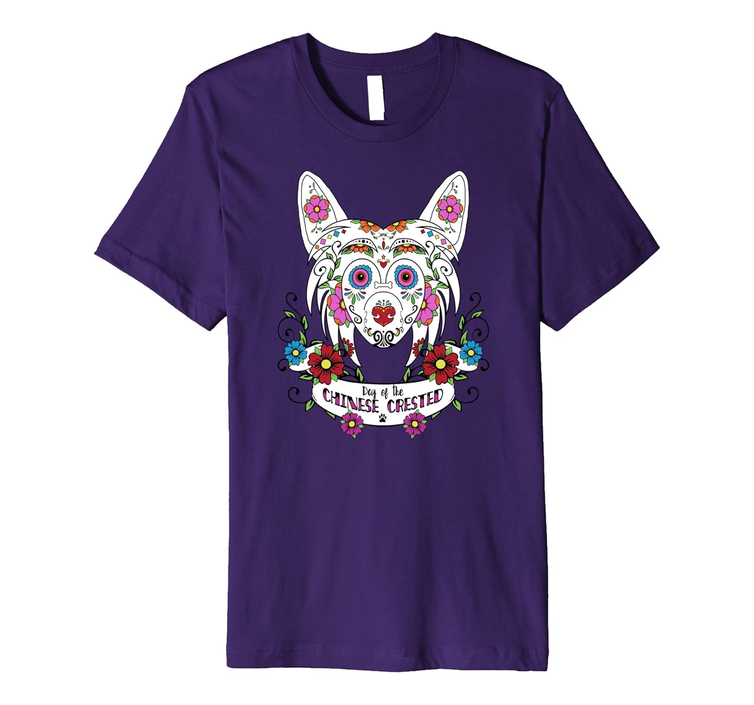 Chinese Crested T Shirt - Sugar Skull-ANZ