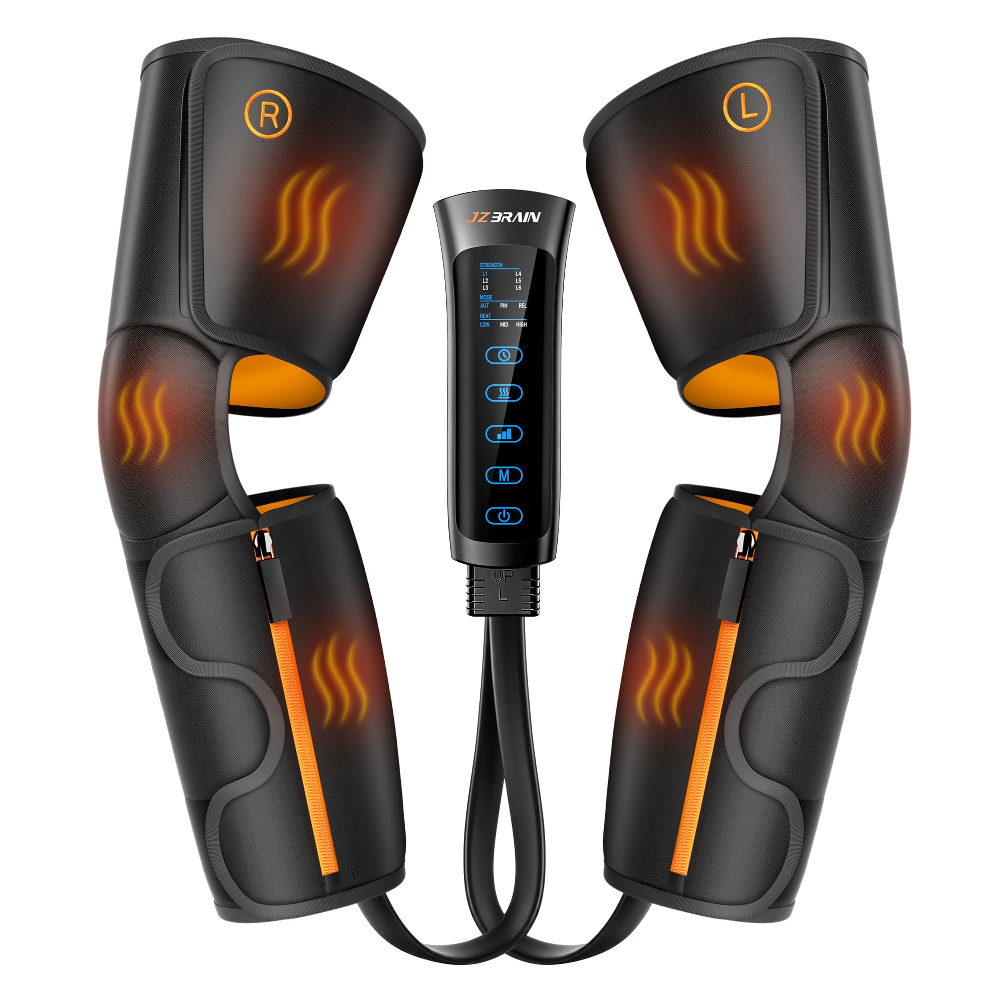 Photo 1 of JZBRAIN Air Compression Leg Massager with Heat : Calf, Knees & Thigh Recovery Compression System for Pain Relief & Circulation - Sequential Massager with 3 Heat,3 Modes & 6 Intensities for Daily Use