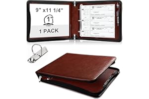 DOSTATNI 3 Rings Check Binder with Zipper PU Leather Cover for End-Stub Deskbook Personal Checks Binder for Desk fit 3 & 9 Holes Checkbook Cover 1″ D Ring for Office (Not Fit 7 Holes,Light Brown)