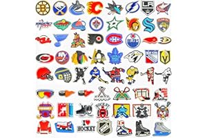 61pcs Assorted Non-Repeating Ice Hockey Sports Shoe Charms, PVC Shoe Accessories, For Girls, Boys & Teenagers Birthday Party 