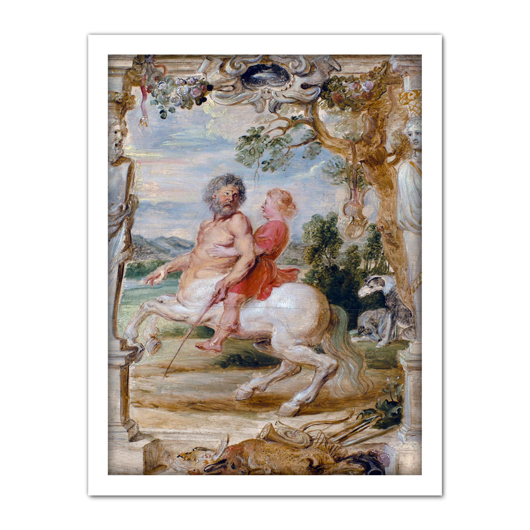 Rubens Achilles Educated By The Centaur Chiron Large Framed Art Print Poster Wall Decor 18x24