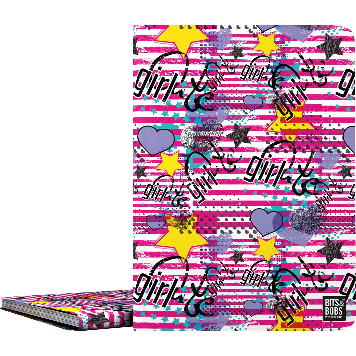 Grafoplás | A4 Clear School Folder | Flexible Covers | 30 Polypropylene Liners | Bits & Bobs Pop Up Design Girl Collection | Polyplas