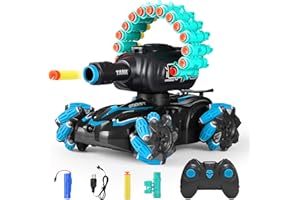 BOKSIYUR BOKSYUR Rc Car Shoot SoftBullet,Fits for Nerf,Rc Tank That Shoots,Battle ANK with Remote Control Tank That Shoots Foam Darts-Stunts,16Foam Darts- Birthday Presents ForKids 7 8 9 10 11 Year Old（Blue）