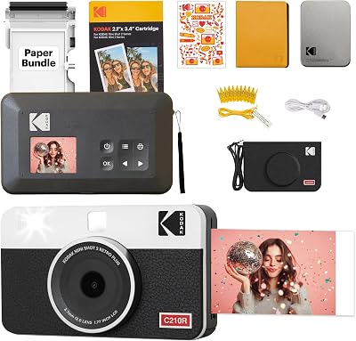 Kodak Mini Shot 2 Retro 4PASS Instant Camera Printer White 2-in-1