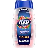 TUMS Ultra Strength Chewable Antacid Tablets for Heartburn Relief and Acid Indigestion Relief, Assorted Berries - 160 Count