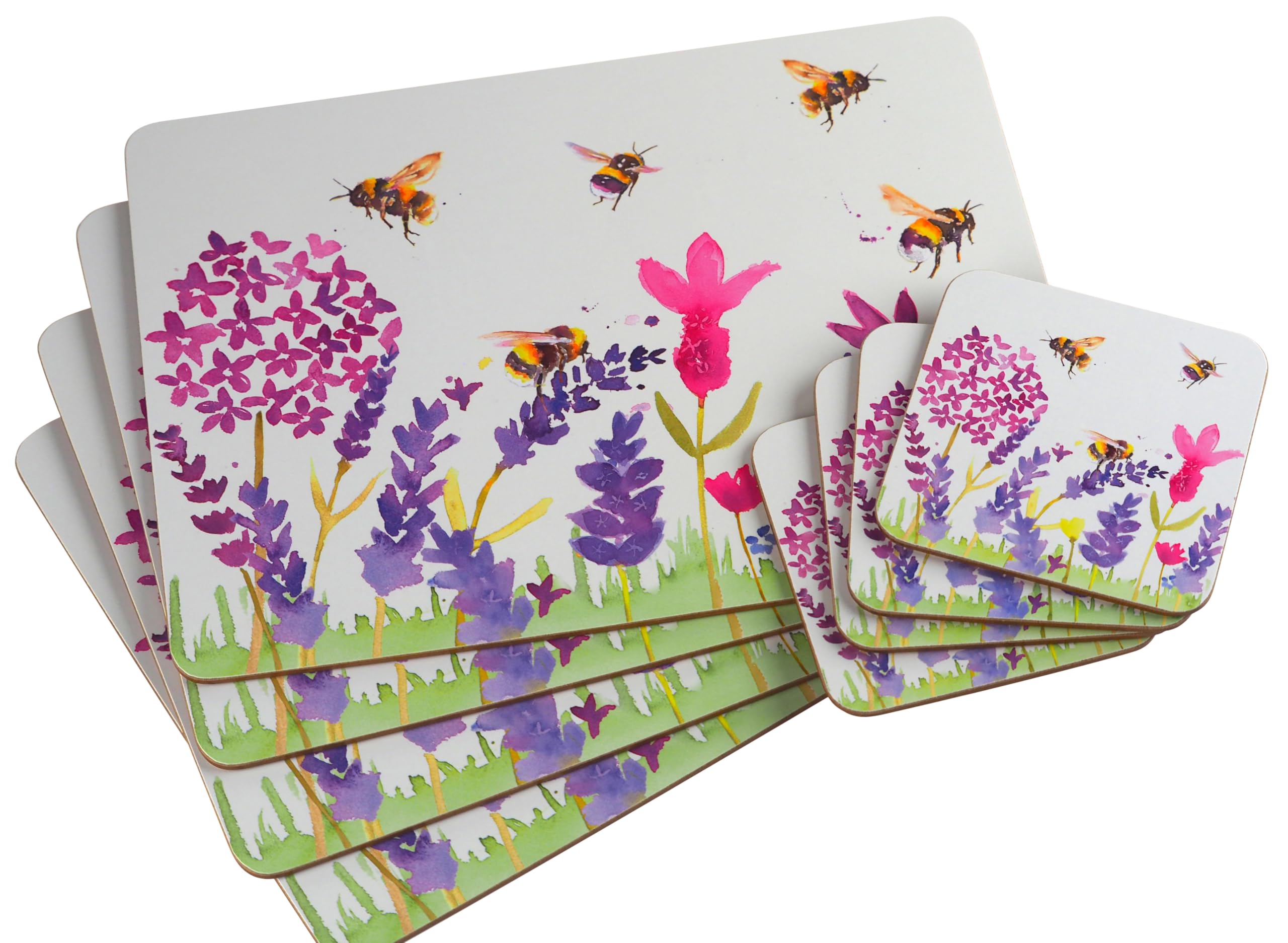 Set of 4 Table Placemats & Coasters - Country Life Bees
