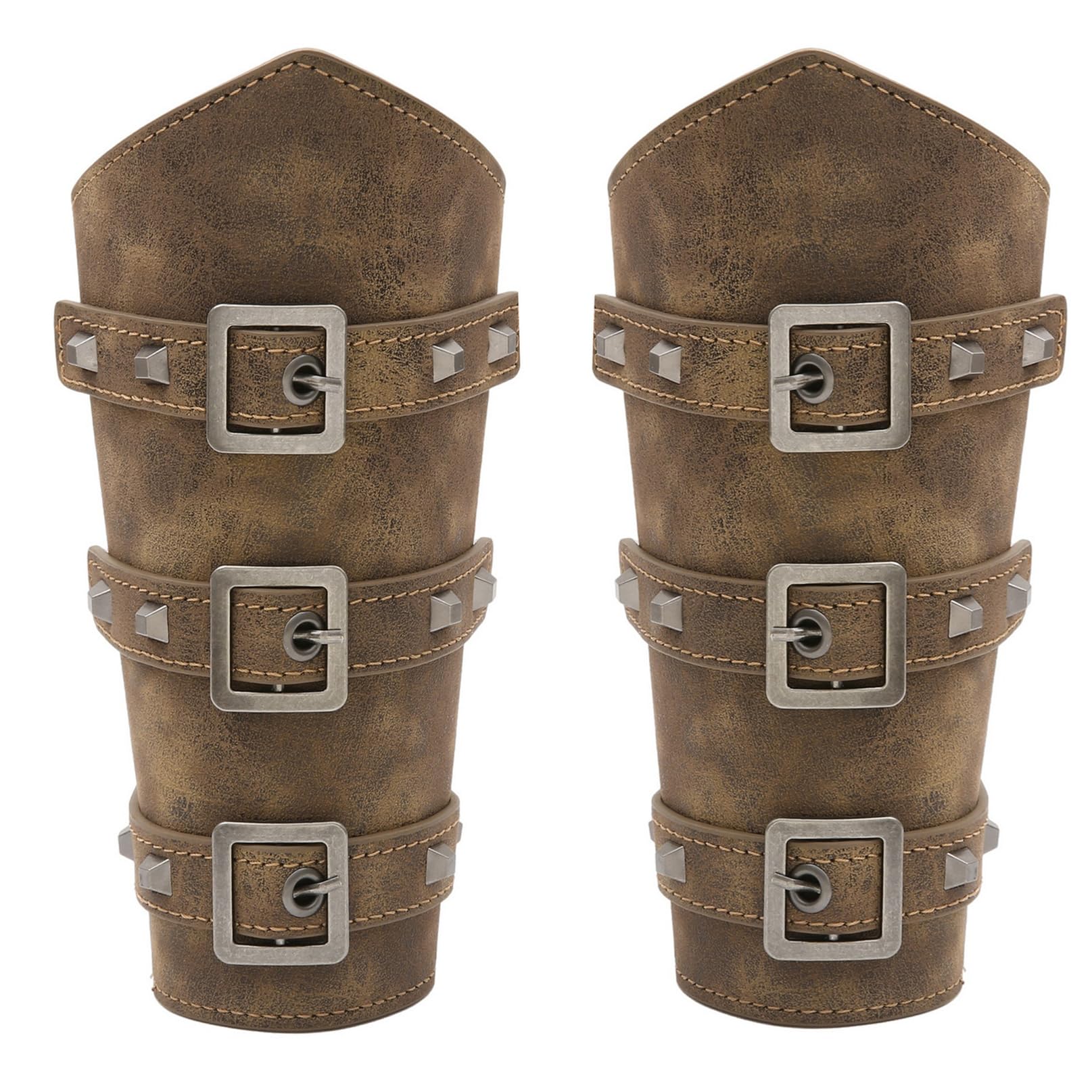 Medieval Faux Leather Arm Guards,Mens Gauntlet Wristband,Viking Buckle Bracers,Punk Cosplay LARP Archery Armor Armband