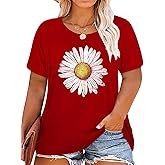 Plus Size Tops Sunflower Shirts for Women Flower Graphic Tees Shirts Summer Inspirational Tshirt
