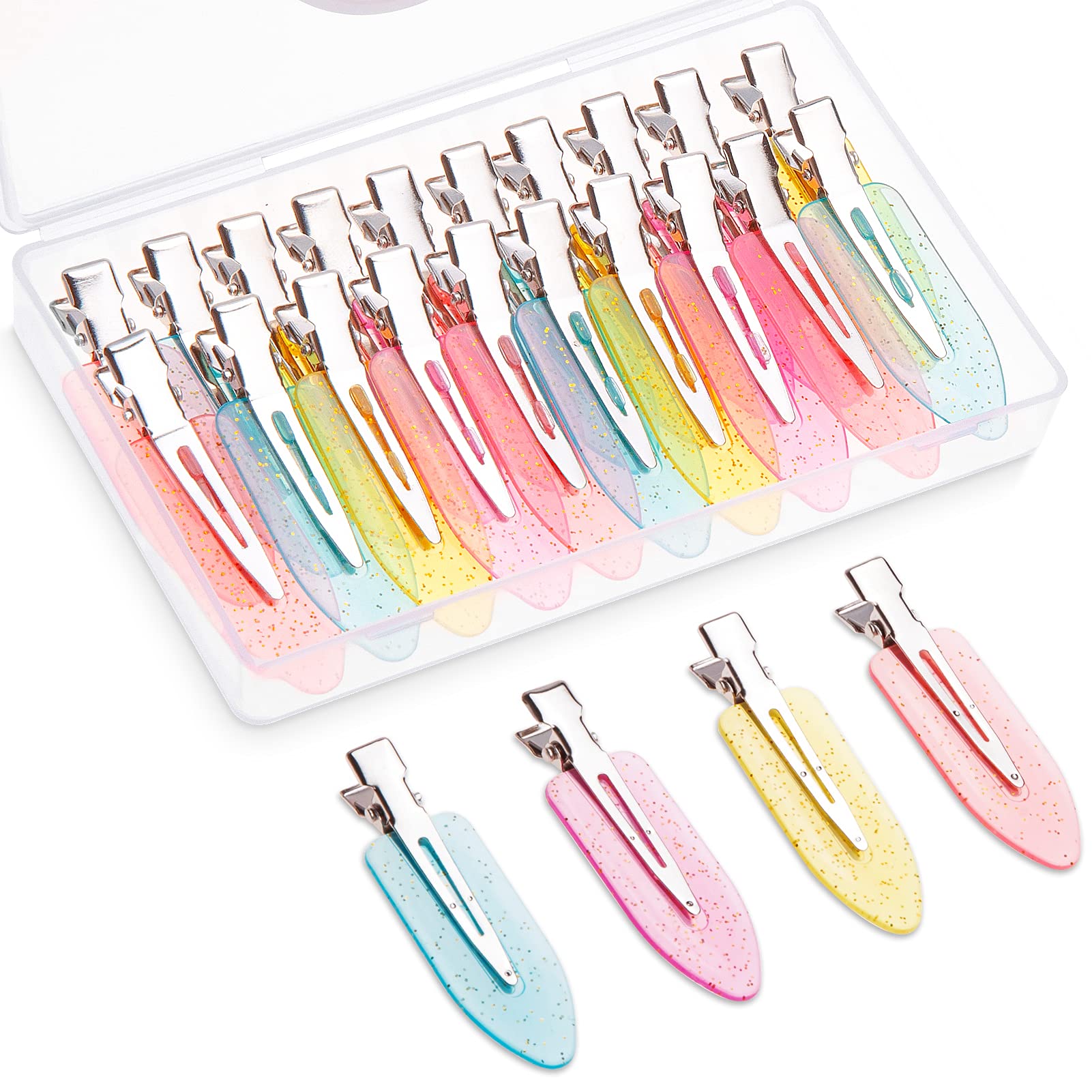 20pcs No Bend Hair Clips, No Crease Curl Pin Clips Creaseless Hair Clips with Storage Box for Girls Women Make Up Hair Styling (Blue, Pink, Purple, Yellow Translucent) โ image 1
