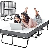INTERGREAT Folding Bed, 75" x 38" Twin Size Frame, Folding Bed with 5-inch Memory Foam Mattress, Metal Foldable Twin Bed for Adults, Space Saving Portable Roll Away Beds for Easy Storage