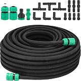 TLGREEN 50M Drip Hose Set 1/2" Porous Leaky Pipe for Garden Beds Greenhouse
