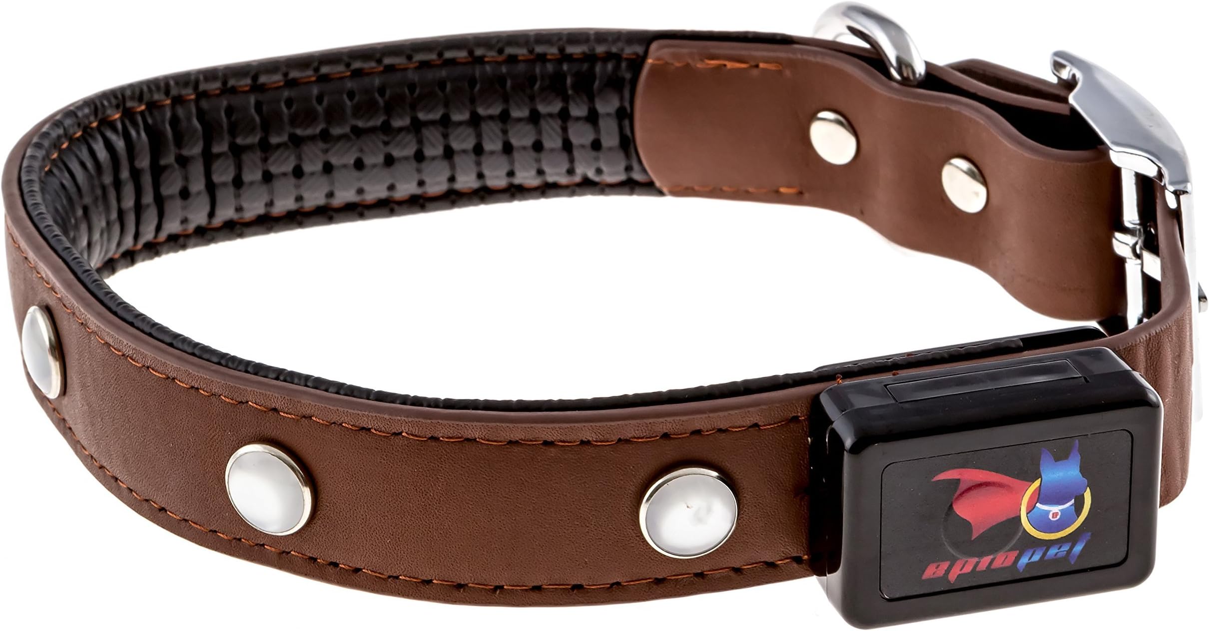 EpicPet Leather LED Dog Collar with Flashing White Lights & Thick Padding, for Medium Sized Dogs