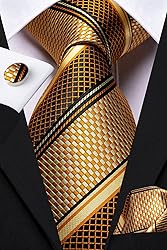 Hi-Tie 3 Pcs Gift Box Mens Tie Set Necktie with