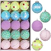 SY Super Bang 15PCS Christmas Ornaments Set, 8CM/3.14" Macaroon Colorful Pastel Candy Shatterproof Ball Ornaments Tree Hanging Decorations, for Home Holiday Party Xmas Decor.