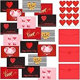 Yexiya 240 Sets Mini Valentine's Day Cards Assortment Bulk Love Heart Classroom Kids Greeting Foldable Wedding Flower Card with Envelopes and Stickers for Valentines Day