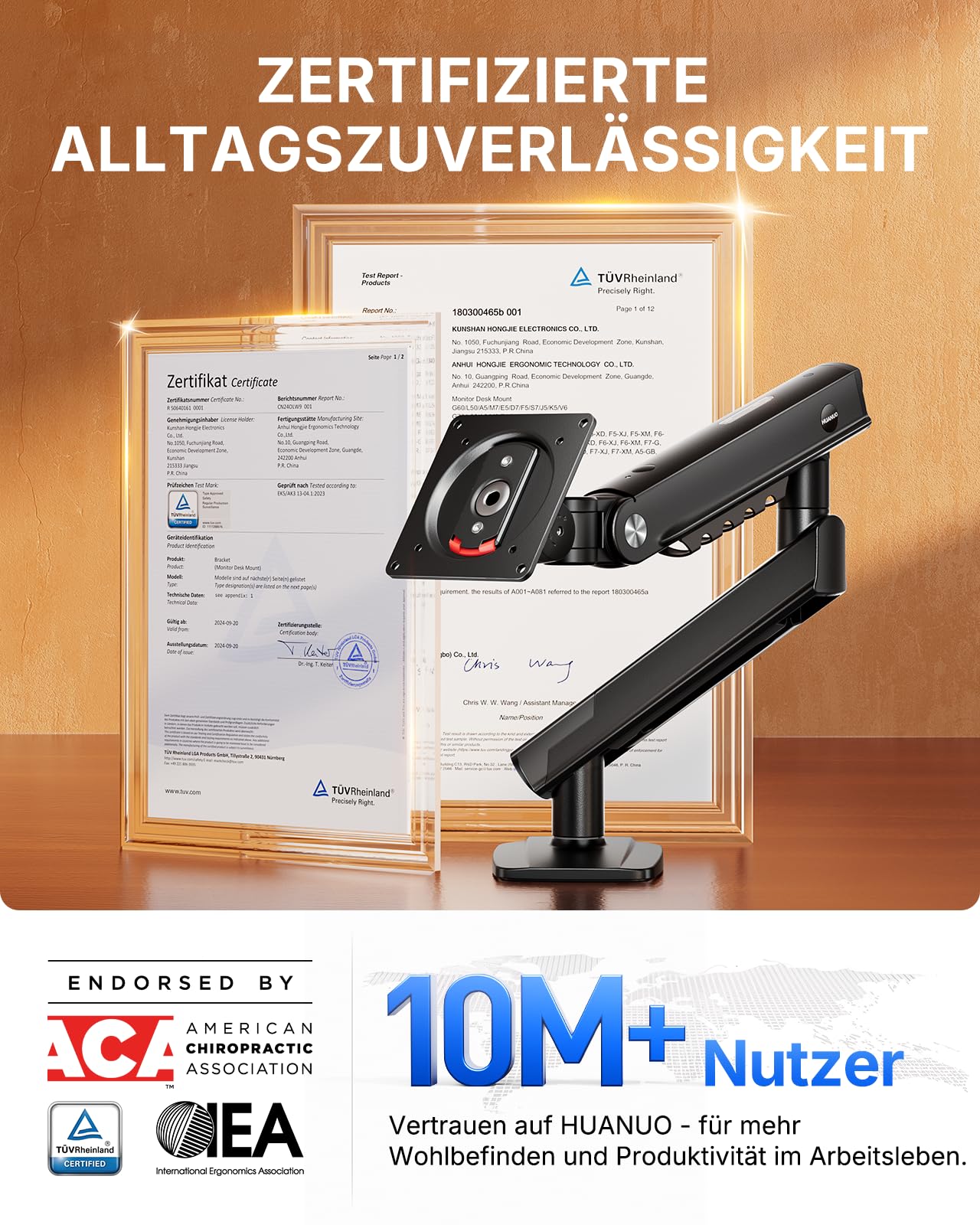 HUANUO Monitor Halterung für 13-32 Zoll, FlowLift Pro Monitorhalterung bis 9 kg, MechaSpring Monitor Arm (Neigung/Schwenk/Rotation) werkzeuglos montierbar, für Gaming & Office, VESA 75/100 mm 9