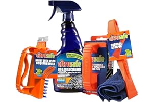 BRYSON BROTHERS Citrusafe Complete Grill Cleaning Kit - Grill Cleaner Spray (16oz), Scrubber 3 Pack, Nylon Brush, Cookbox Scraper and Microfiber Cleaning Towel - Tools to Clean BBQ Grill Grates, Smokers, Ovens
