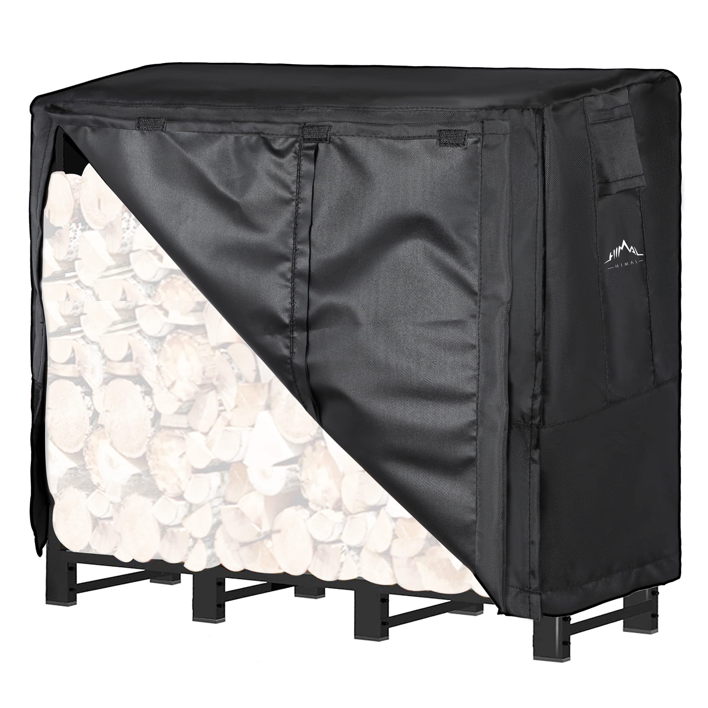 Photo 1 of Himal 4ft Waterproof Firewood Cover, Heavy Duty 600D Oxford Outdoor Storage Wood Rack Cover with Buckle (Log Rack not Included)