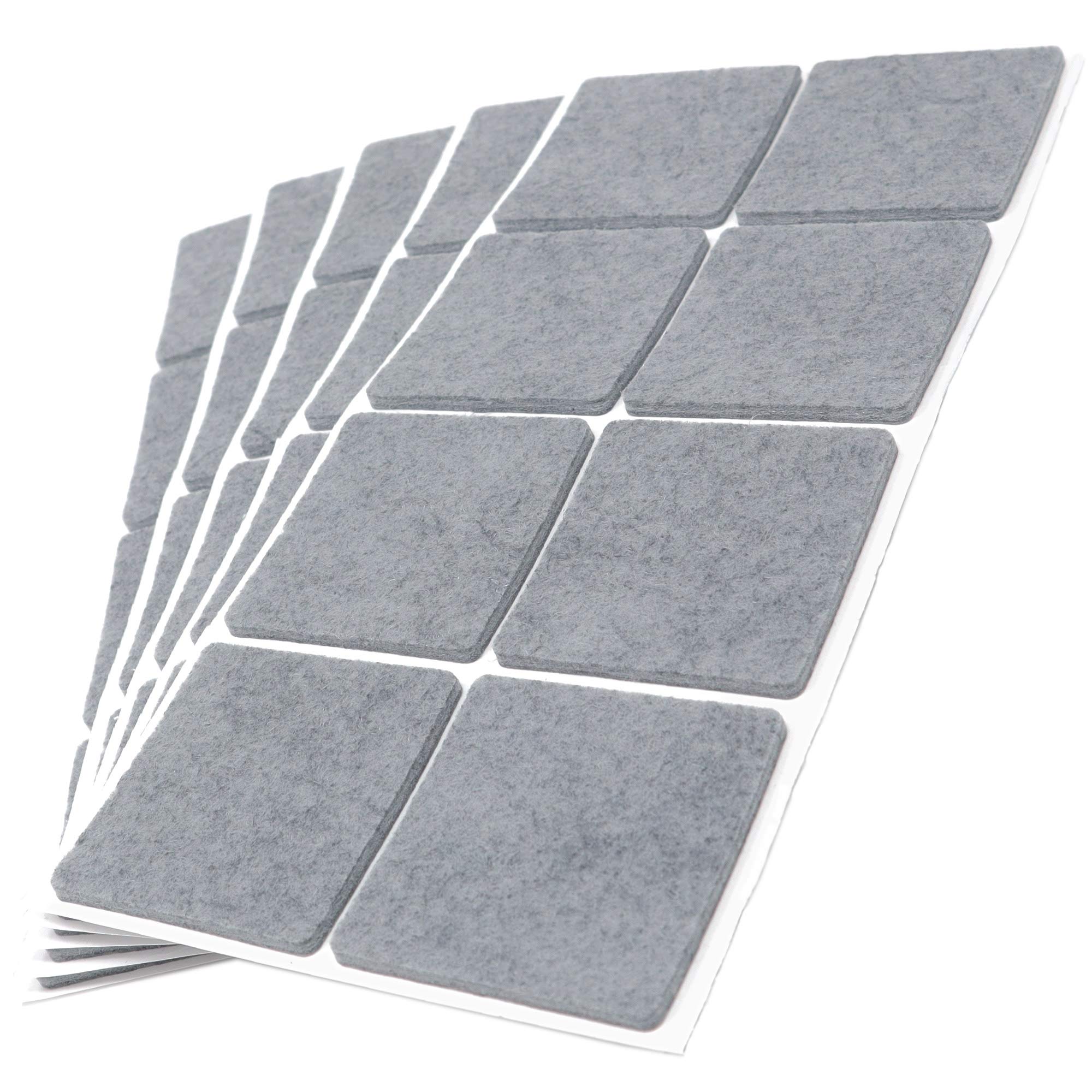 Adsamm® / 40 x self-adhesive felt pads/Grey / 1.97x1.97'' (50x50 mm) / square / 0.138'' / 3.5 mm thick stick-on furniture felt glides/Furniture & Chair Glides