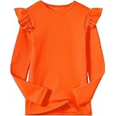 Beganly Girls Long Sleeve T-Shirt Cotton Rib-Knit Tees Toddler Stretch Basic Warm Round Neck Tops