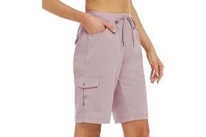 MoFiz Women's 10" Hiking Cargo Shorts 6 Pockets Lightweight Quick Dry Outdoor Running Athletic Short Summer Travel Loose