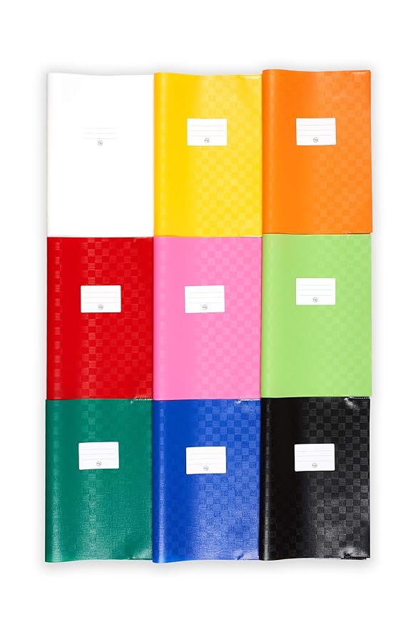 perfect line 25 Bast-Heft-Hüllen DIN-A4 bunt, Heft-Umschlag flexibel & abwischbar, 9 unterschiedliche Farben, buntes Set Buch