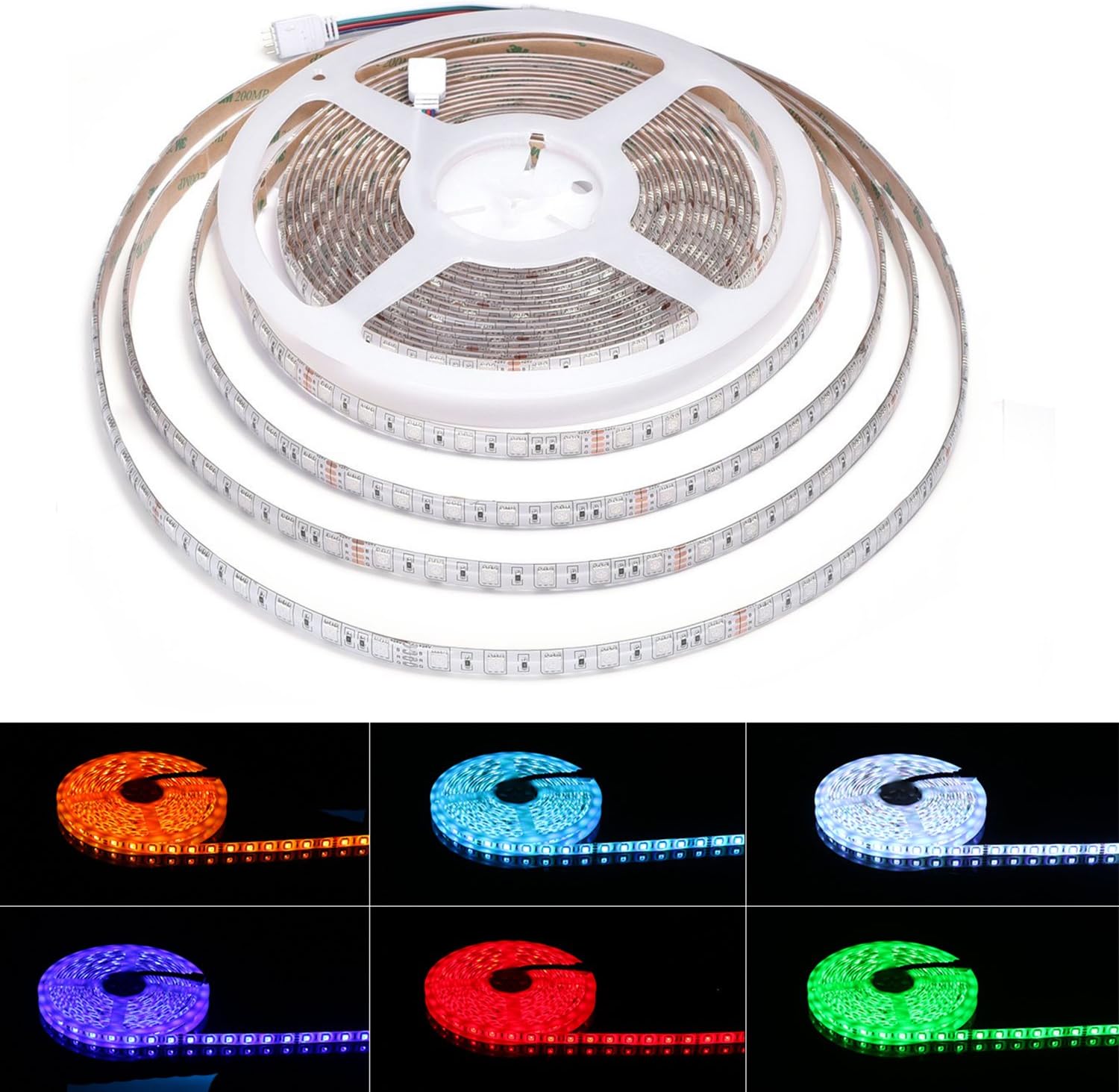 Lahoku LED Flexible Strip Light Only, RGB 5050 32.8ft/10M 600LEDs 24V LED Lights Strip Waterproof Multicolour Changing LED Rope Strip Lighting for Outdoor&Indoor Decoration, Party, Kitchen, Mirror