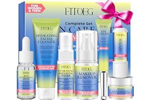 FITOEG Skin Care for Teens,Gentle Hydrating Skin Care Set Kit with Clean Ingredients,Daily Facial Skincare Set for Teens Kids Women,Skincare Gift Set for Teenage Girls Women Travel Size Toiletries Essentials