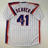 Facsimile Autographed Tom Seaver New York Pinstripe Reprint Laser Auto Baseball Jersey Size Men's XL