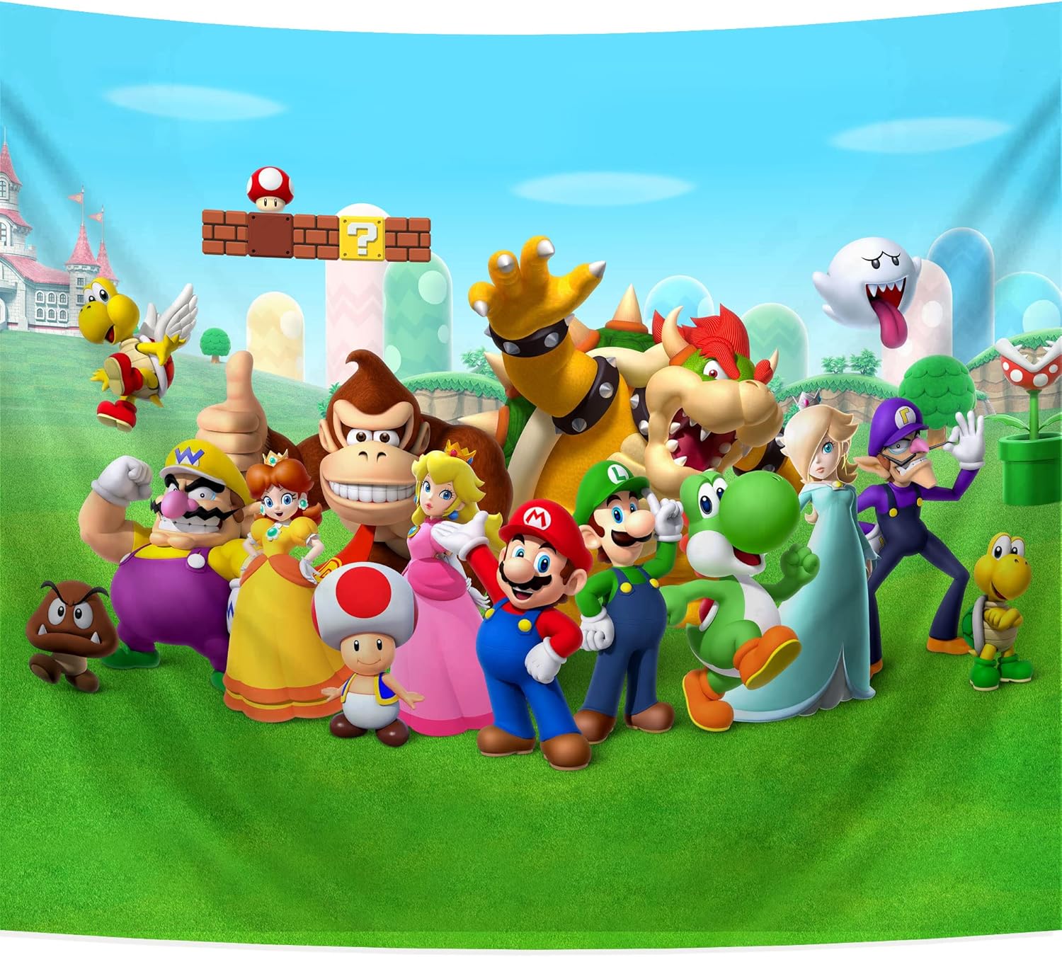 Tapestries - JUMANT Mario Backdrop - Mario Room Decor - Mario Birthday Party Supplies - Gaming Room Decor - Gamer Room Decor - Mario Bros Party Supplies - Mario Party Decorations - 59x51 In