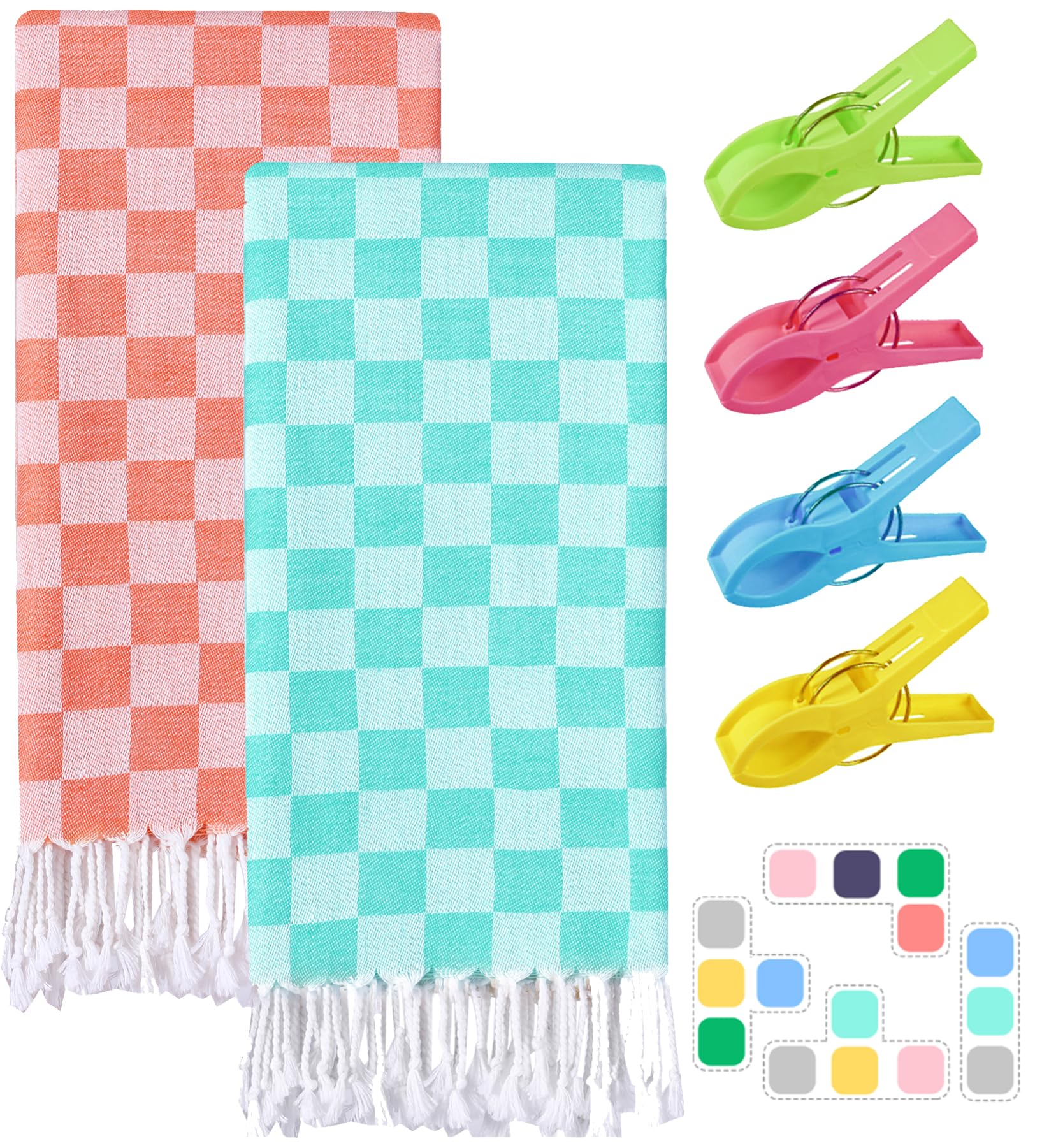 Photo 1 of 2 Packs Turkish Beach towel Vacation Essentials Blanket Bath Pool Towel Extra Large Sand Free Fast Drying Lightweight Swim Necessities Women Summer Gift Vacation Travel Accessories Thin Sandless