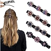 4PCS 2026 New Sparkling Crystal Stone Braided Hair Clips for Women With Rhinestones, Shiny Elegant Braided Hair Clips Accessories for Easily Quick Change of Look Styling Sectioning(Five Petal)