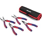 WORKPRO 4-Piece Snap Ring Pliers Set - Heavy Duty 7-inch Internal/External Circlip Pliers Kit (Tip Diameter 5/64'')-Straight/