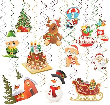 Tazemat 33pcs Christmas Hanging Decorations Home Ceiling Swirl