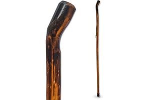 RMS Nature Wood Walking Stick - Wooden Hiking Stick and Trekking Pole with Leather Wrist Strap