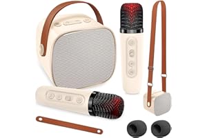 DYTIMEEM Kids Karaoke Machine with 2 Microphone, Portable Bluetooth Speaker PA System Child Singing Machine with Magic Sound and Vocal Cut, Supports TF, USB, Long Playing Time for Home Party Meeting