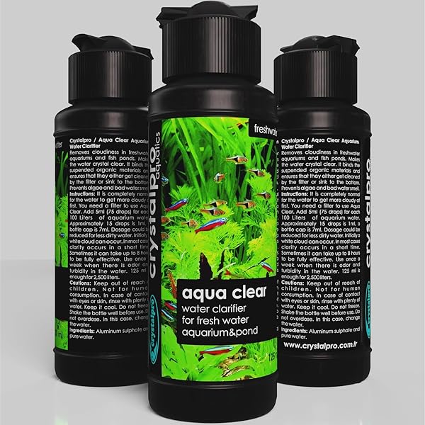 CRYSTALPRO WATER CLARIFIER 16.9 OZ – AQUA CLEAR TREATS 2650 GALLONS – CLEAR CLOUDY FISH TANK WATER – FOR FRESHWATER AQUARIUMS AND FISH PONDS -FISH TANK CLEANER- USE WITH AQUARIUM FILTER