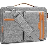MOSISO 360 Protective Laptop Bag, 15.6 inch Computer Bag Compatible with MacBook Pro 16, HP, Dell, Asus Notebook, Side Open Sleeve with 2 Rectangle Zipper Pockets&Extendable Handle, Gray