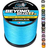 Beyond Braid Braided Fishing Line -Super Strong - Abrasion Resistant - No Stretch -Blue Camo, Moss Camo, White, Green, Pink, Blue, 4 Strand 8 Strand