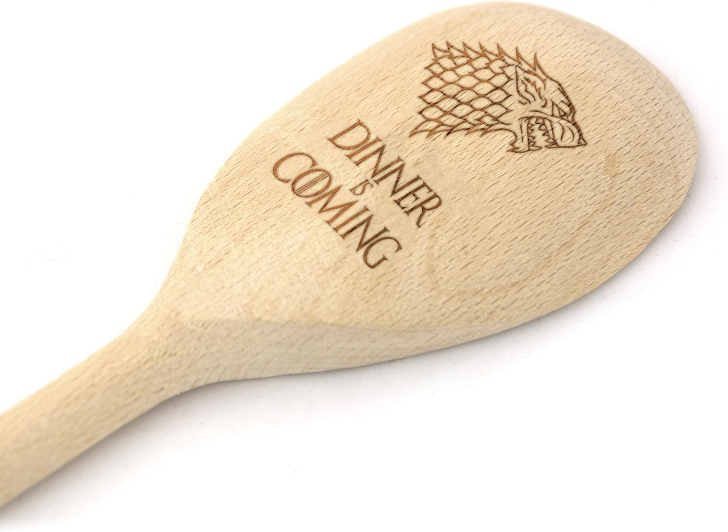 Kochlöffel mit Schriftzug "Dinner is Coming", Zitat aus Game of Thrones, Holz, Geschenkidee Dinner is Coming