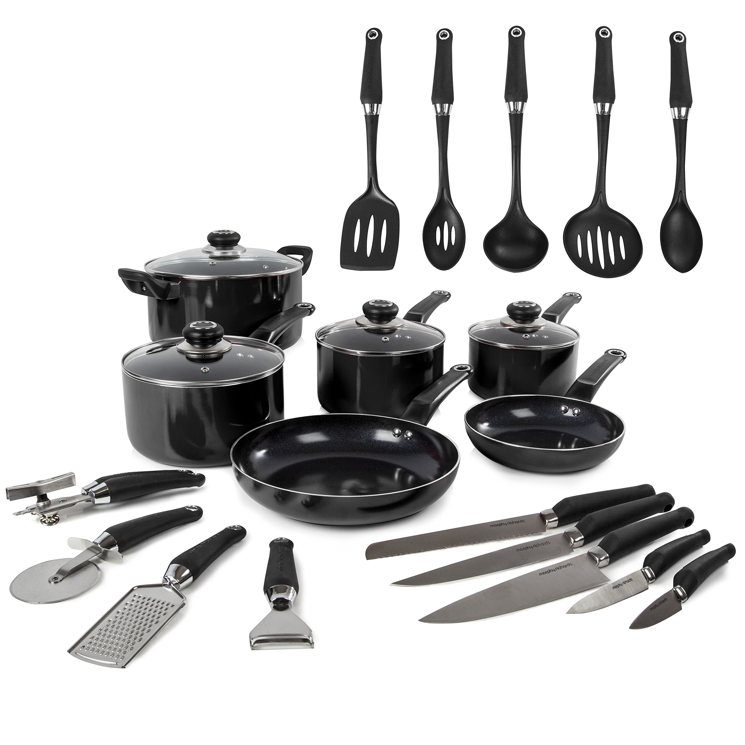 Morphy Richards Equip 6 Pan 14 Piece Tool Set-Black, Aluminium