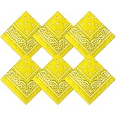 Blulu 6 Pcs Neon Color Cowboy Bandanas for Men Women Assorted Paisley Pattern Handkerchiefs 22 x 22 Inch Kids Headwrap Scarfs