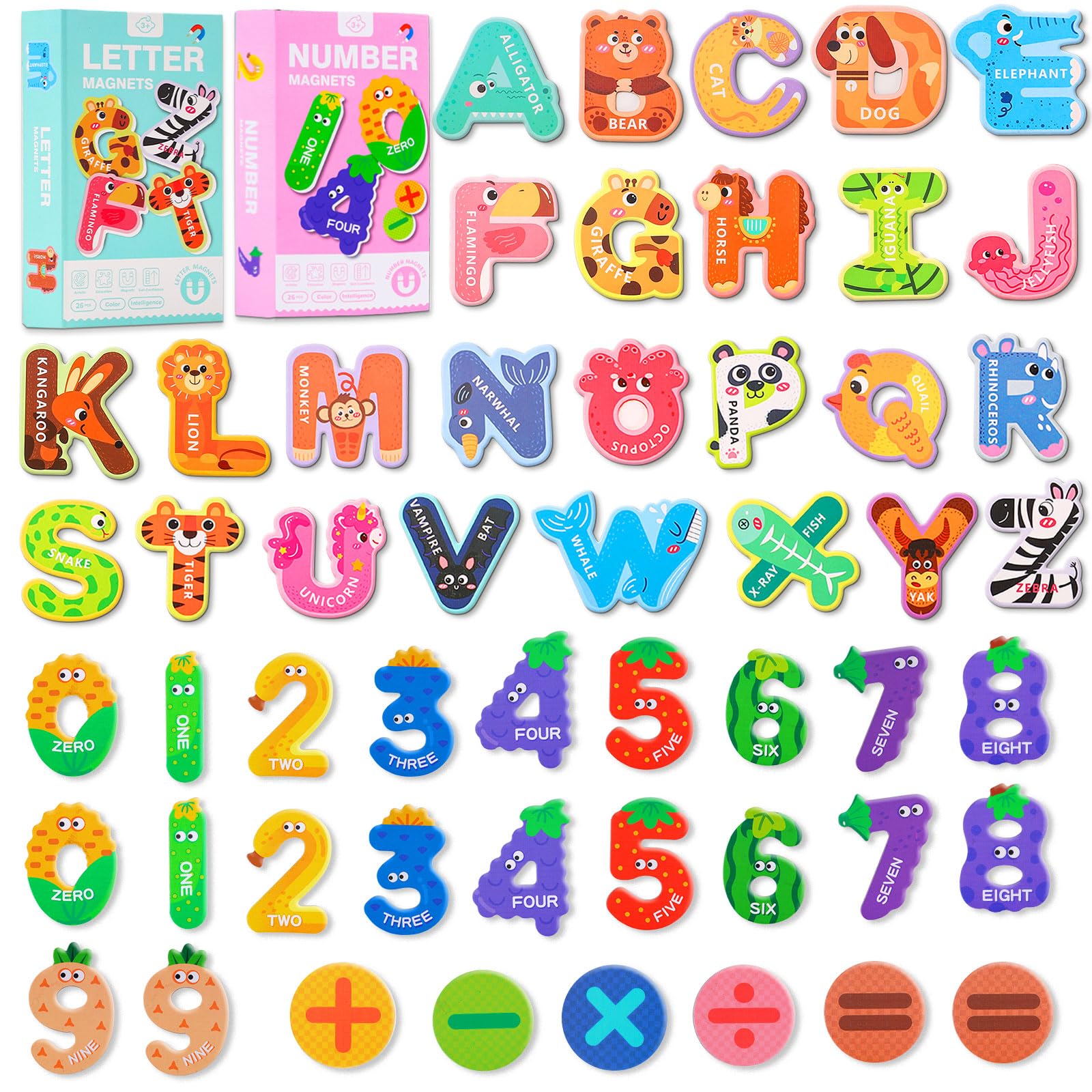 Magnetic Letters Magnetic Numbers,Large Size Fridge Magnets for Kids,Alphabet ABC Magnets for Refrigerator, Educational Spelling Learning Games Toys for Baby Preschool(Numbers+Letters)