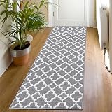 SHACOS Carpet Runner 60x180cm Grey Non Slip Hallway Geometric Trellis view 4