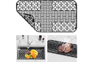 TOOVEM A FAMILY OF MANUFACTURERS Toovem Kitchen Silicone Sink Mats, DIY Silicone Sink Mat 26''x14''Non-Slip Folding Sink Protectors with Heat Resistant Flexible for Bottom of Farmhouse Stainless Steel Porcelain Sink Black 1 PCS