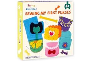 Flying Childhood Soft Felt Sewing Kit for Kids, Sewing My First Purses, Create 6 Simple and Cute DIY Sewing Bag Projects, Birthday Gifts Toys for Girls 4-12 Years Old, Help Improve Fine Motor Skills