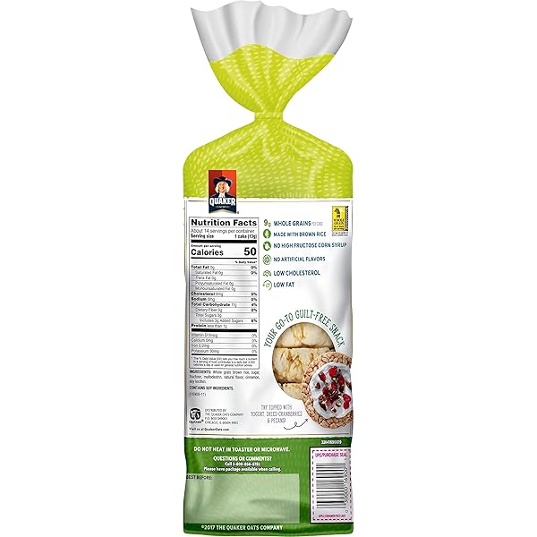 QUAKER RICE CAKE, APPLE CINNAMON, 12 COUNT, 6.53 OZ BAGS
