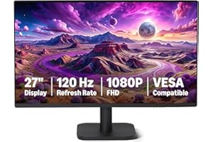 �鶹�� Basics 27-inch (68.58 cm) Computer Monitor, 120 Hz, 1080P, IPS, HDMI, DisplayPort, VESA Compatible for Office, Home