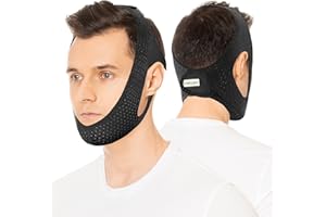 OHALEEP Chin Strap for Sleeping Comfortable Stop Snoring Solution, Snore Stopper Adjustable, Anti Snoring Devices Breathable and Reusable, Anti Snore Chin Strap for CPAP Users, Black, M