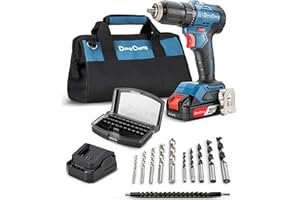 DONG CHENG DongCheng Cordless Drill Driver 20V Max,1/2” Keyless Chuck Brushless Power Drill (0-600/2000RPM) with 42pcs Drilling/Driver Kit, 2.0 Ah Li-ion Battery and Fast Charger, DCJZ2050